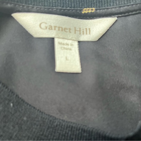 Garnet Hill Black Silk Top With Gold Detail Size L - Picture 6 of 9